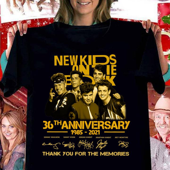 New Kids On The Block 36th anniversary 1985-2021 signatures thank you for the memories t-shirt woman shirt