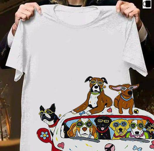 Hippie car dogs t-shirt shirt