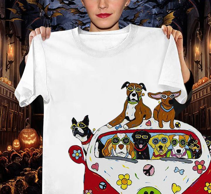Hippie car dogs t-shirt woman shirt