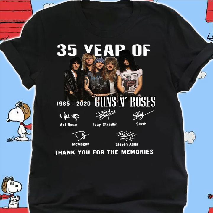 35 Year Of Gun N' Roses 1985-2020 Thank You For The Memories t-shirt shirt
