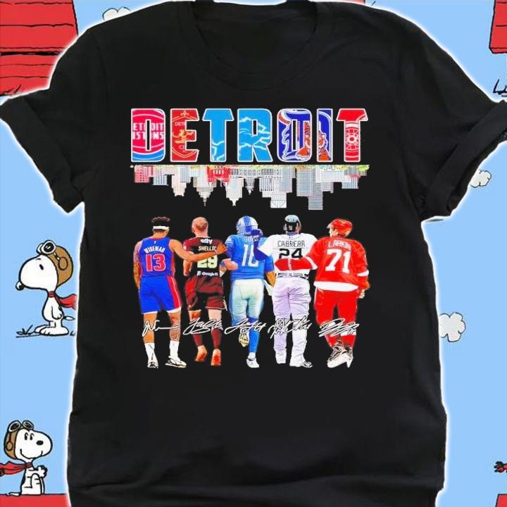 Detroit James Wiseman Ryan Shellow Jared Goff Miguel Cabrera Dylan Larkin Signature t-shirt shirt