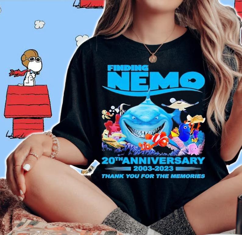 Finding Nemo 20th anniversary 2003 2023 thank you for the memories t-shirt woman shirt