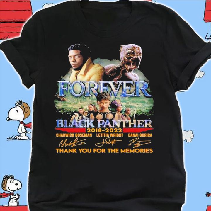 Forever Black Panther 2018 2022 thank you for the memories signatures shirt t-shirt shirt