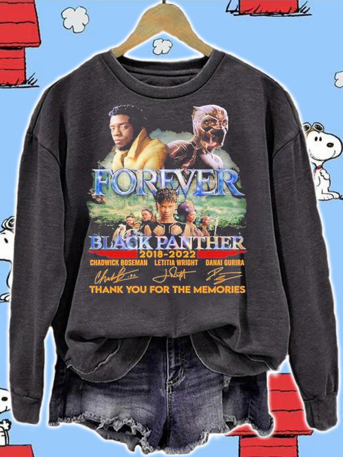 Forever Black Panther 2018 2022 thank you for the memories signatures shirt t-shirt sweatshirt