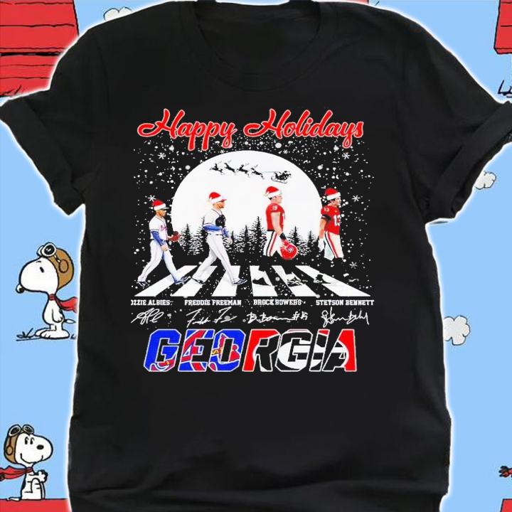 Happy Holidays Abbey Road Georgia Ozzie Albies Freddie Freeman Brock Bowers Stetson Bennett shirt t-shirt shirt