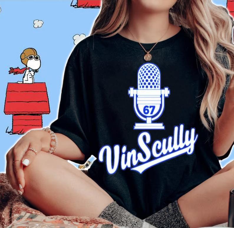 Vin Scully 67 Los Angeles MLB Baseball T-Shirt t-shirt woman shirt