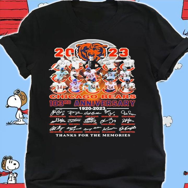 Chicago Bears 103rd Anniversary 1920-2023 Signature Thank You For The Memories Shirt t-shirt