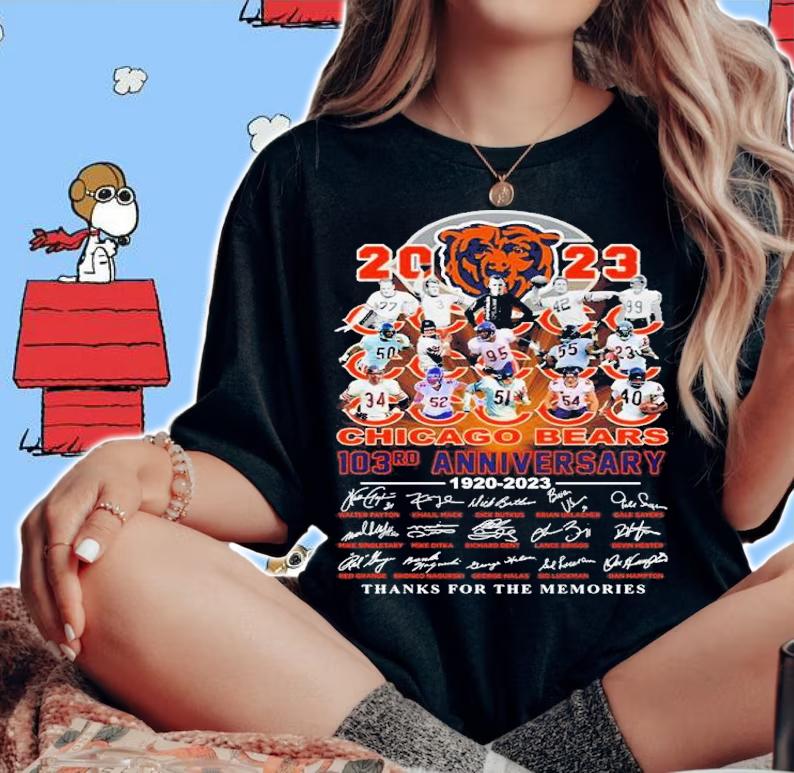 Chicago Bears 103rd Anniversary 1920-2023 Signature Thank You For The Memories Shirt t-shirt
