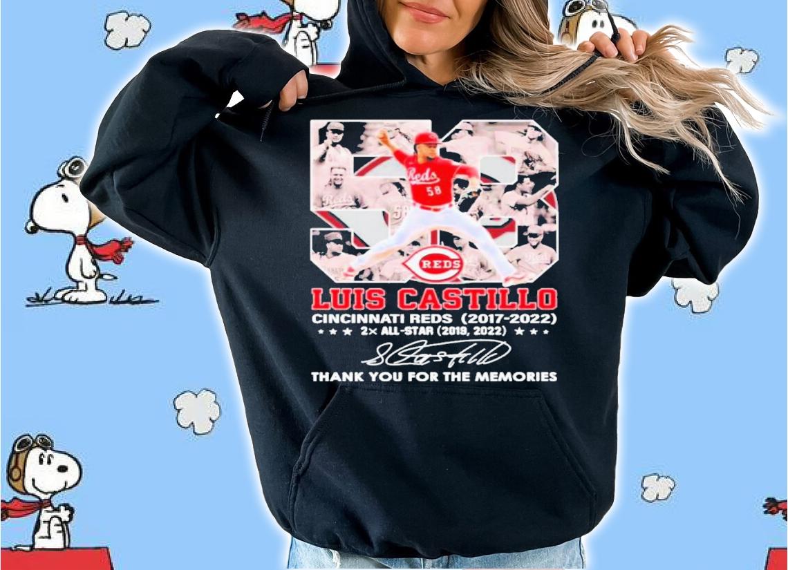 Luis Castillo 58 Cincinnati Reds 2017-2022 2X All-Star Thank You For The Memories Signature Shirt t-shirt hoodie