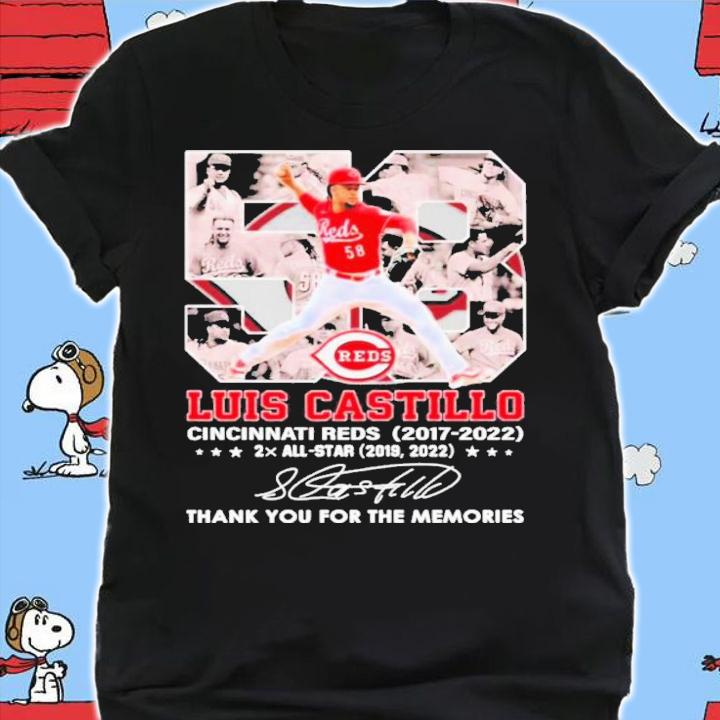 Luis Castillo 58 Cincinnati Reds 2017-2022 2X All-Star Thank You For The Memories Signature Shirt t-shirt shirt