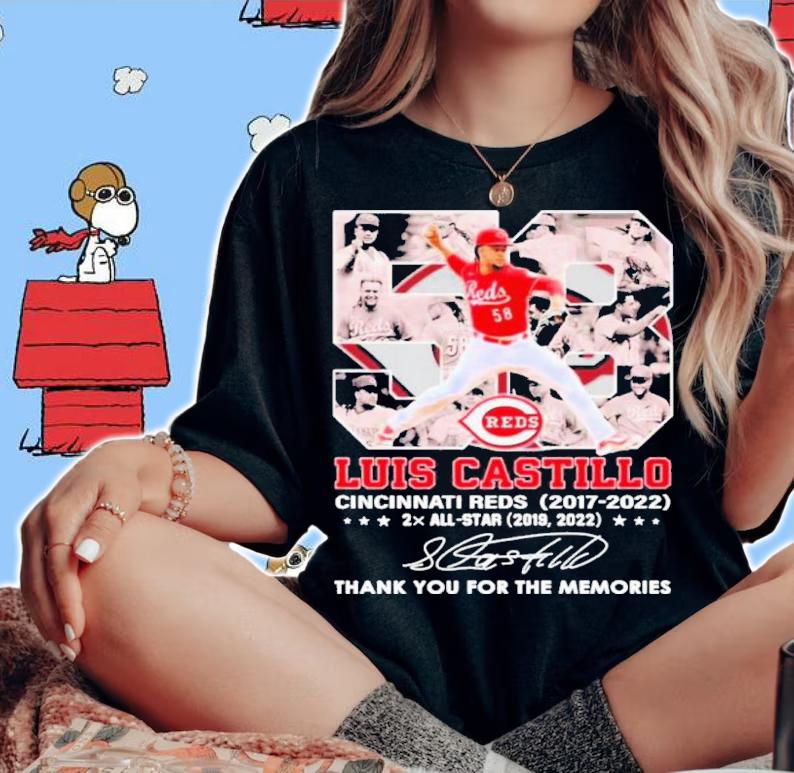 Luis Castillo 58 Cincinnati Reds 2017-2022 2X All-Star Thank You For The Memories Signature Shirt t-shirt woman shirt