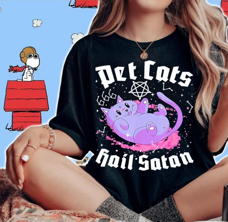 Satanic Cat Astrology Witchcraft Pet Cats Hail Satan shirt t-shirt woman shirt