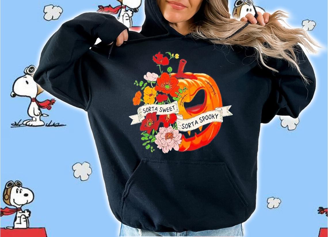 Sweet Sorta Spooky Flower Pumpkin Halloween T-Shirt t-shirt hoodie