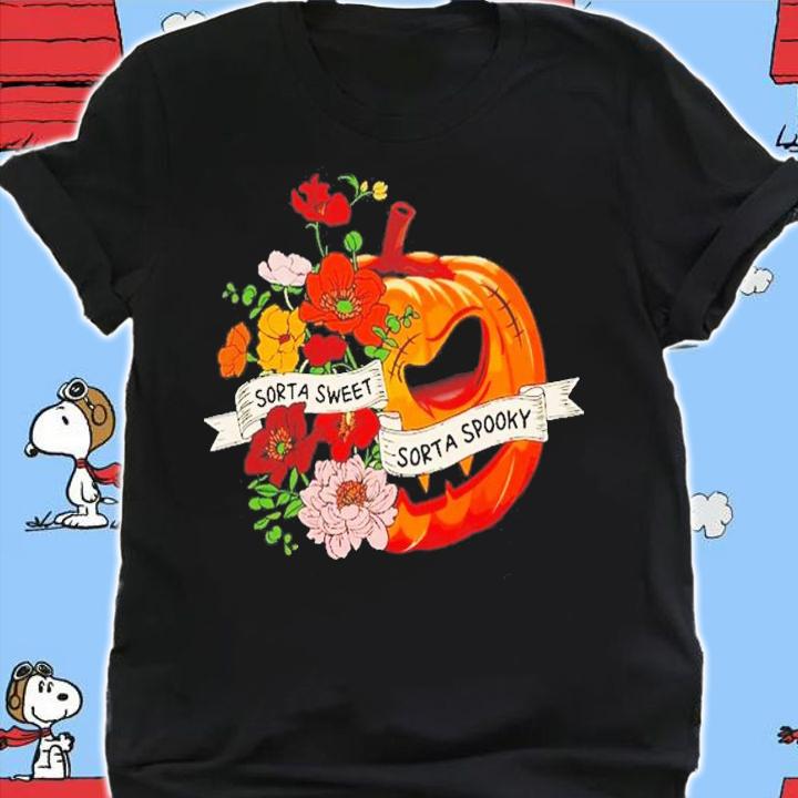 Sweet Sorta Spooky Flower Pumpkin Halloween T-Shirt t-shirt shirt