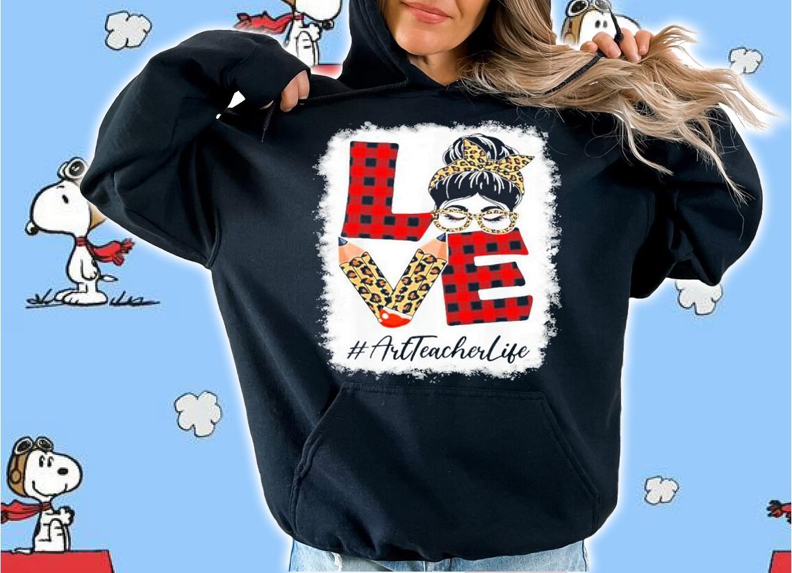 Teacher Love Messy Bun Leopard Buffalo Back To School Shirt t-shirt hoodie