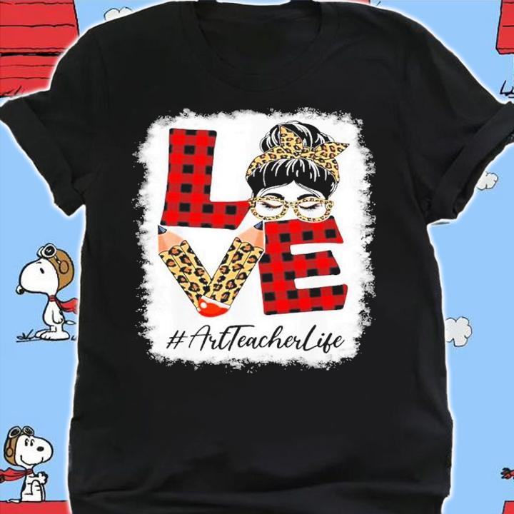 Teacher Love Messy Bun Leopard Buffalo Back To School Shirt t-shirt shirt