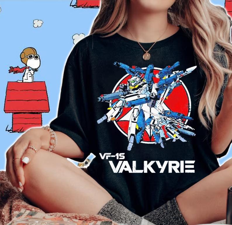 VF-1S Valkyrie Vintage Skull Squadron Macross Shirt t-shirt