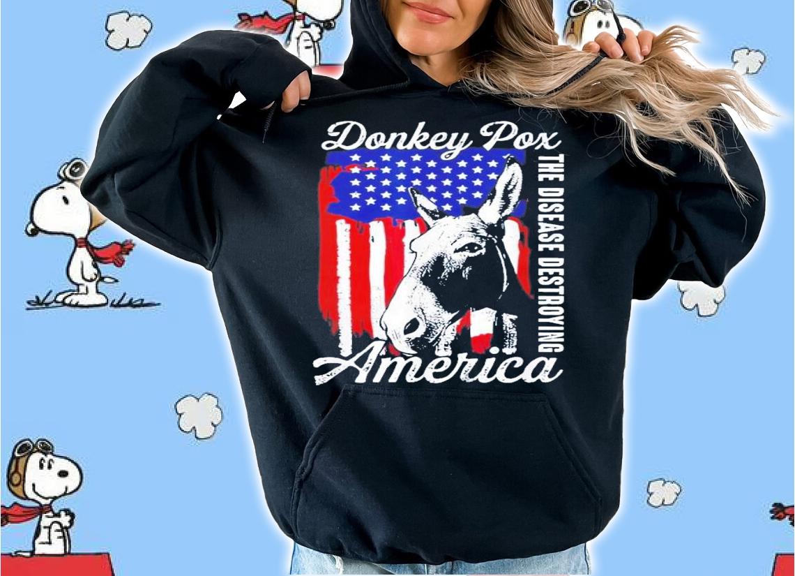 Donkey Pox The Disease Destroying America Retro US Flag T-Shirt t-shirt hoodie