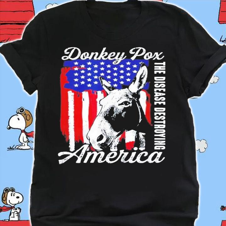 Donkey Pox The Disease Destroying America Retro US Flag T-Shirt t-shirt shirt