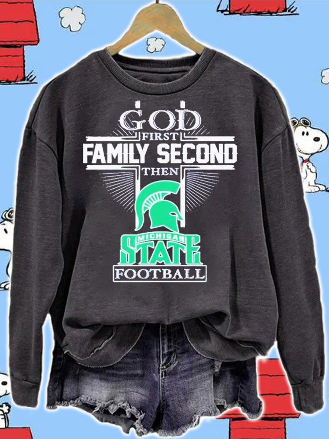 God First Family Second Then Michigan State Spartans Football 2022 Shirt t-shirt sweatshirt