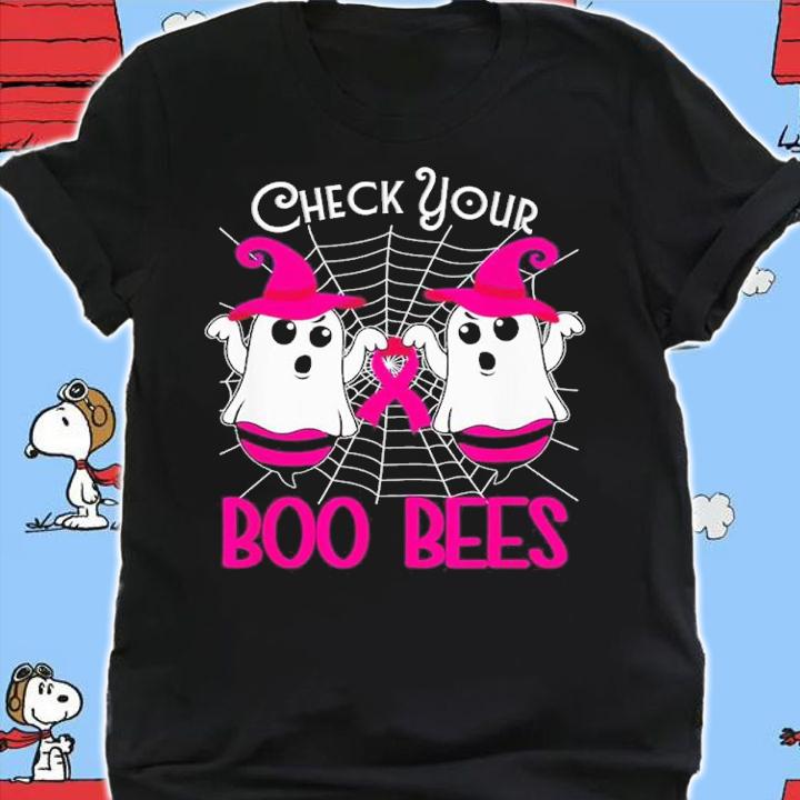 Halloween Check Your Boo Bees Funny Breast Cancer Shirt t-shirt shirt