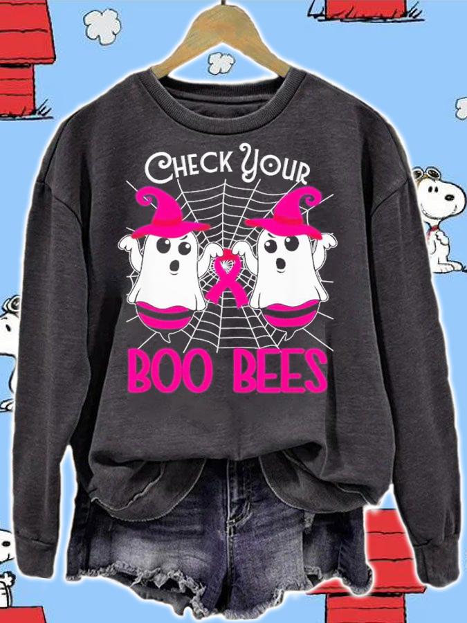 Halloween Check Your Boo Bees Funny Breast Cancer Shirt t-shirt sweatshirt