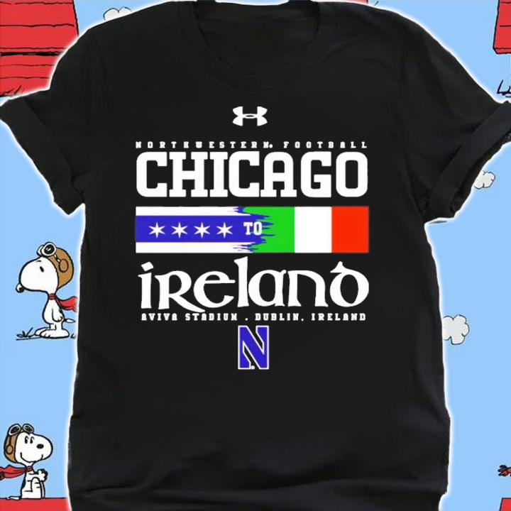 Northwestern Football Chicago To Ireland 2022 Aviva Stadium Under Armour Dublin Ireland T-Shirt t-shirt shirt