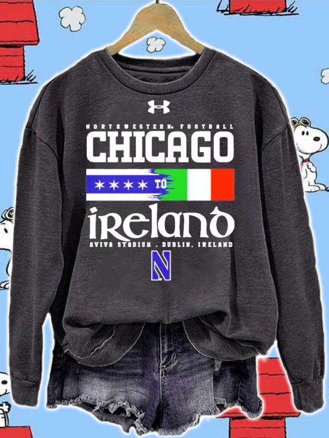 Northwestern Football Chicago To Ireland 2022 Aviva Stadium Under Armour Dublin Ireland T-Shirt t-shirt sweatshirt