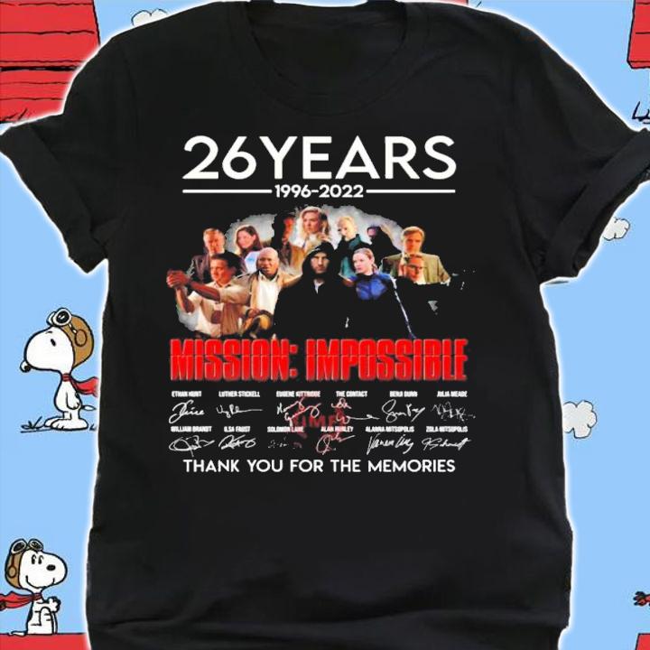 Official 26 Years 1996-2022 Mission Impossible Signatures Thank You For The Memories T-Shirt t-shirt