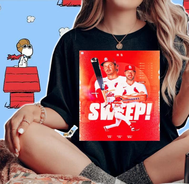 The Cardinals Sweep Nolan Arenado Paul Dejong And Lars Nootbaar Shirt t-shirt