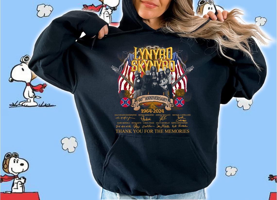 60th Anniversary Lynyrd Skynyrd 1964-2024 Signatures American Flag t-shirt