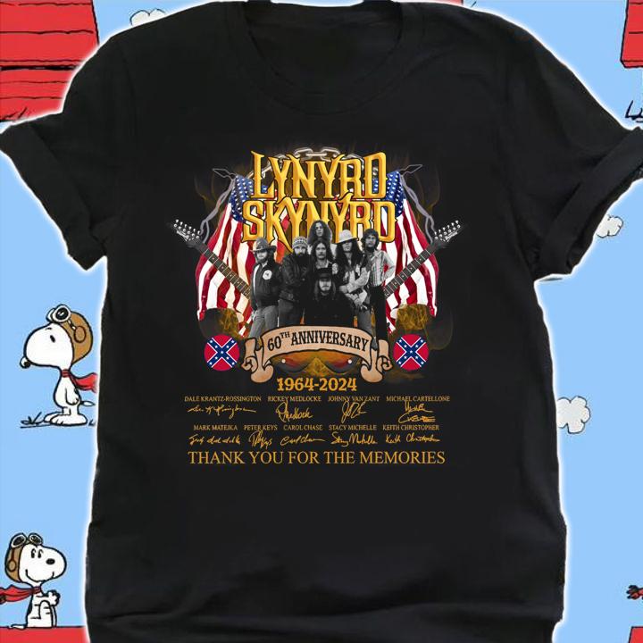 60th Anniversary Lynyrd Skynyrd 1964-2024 Signatures American Flag t-shirt