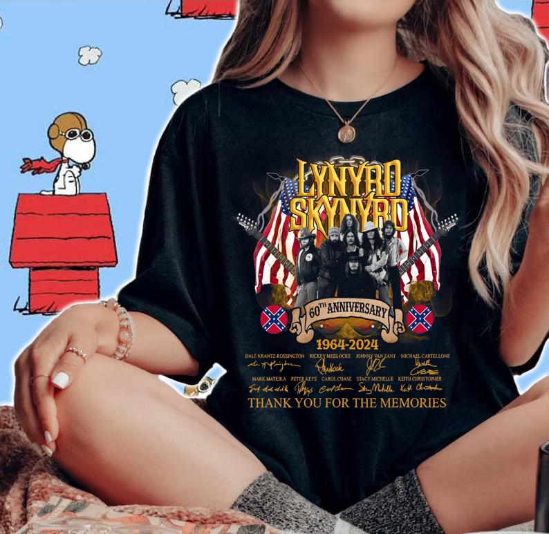 60th Anniversary Lynyrd Skynyrd 1964-2024 Signatures American Flag t-shirt