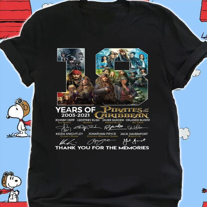 Pirates Of The Caribbean 18 Years Of 2003-2021 Thank You For The Memories t-shirt shirt
