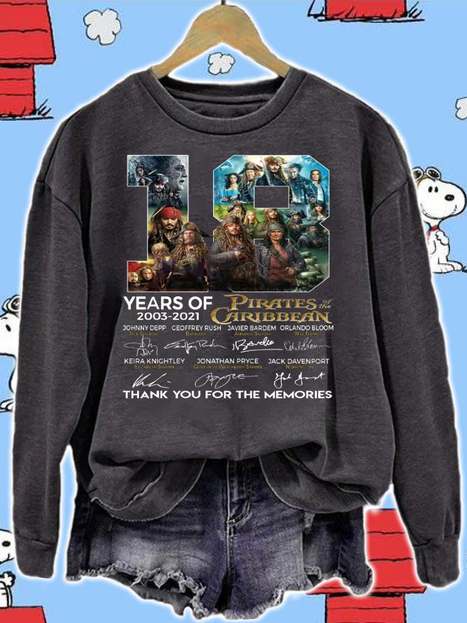 Pirates Of The Caribbean 18 Years Of 2003-2021 Thank You For The Memories t-shirt sweatshirt