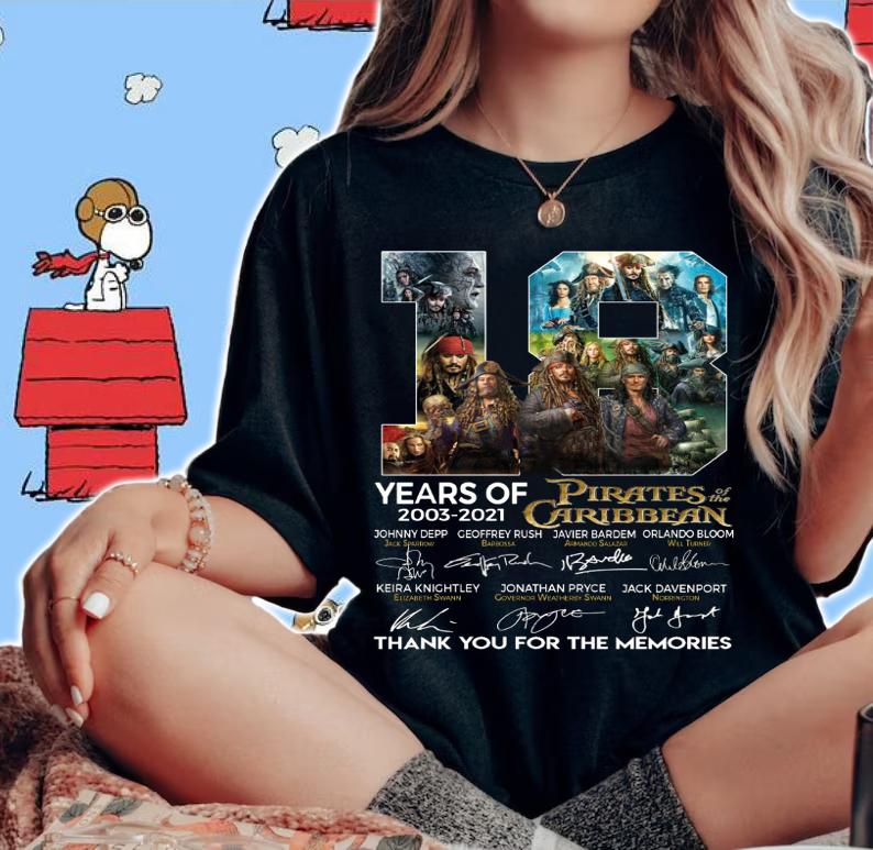 Pirates Of The Caribbean 18 Years Of 2003-2021 Thank You For The Memories t-shirt woman shirt