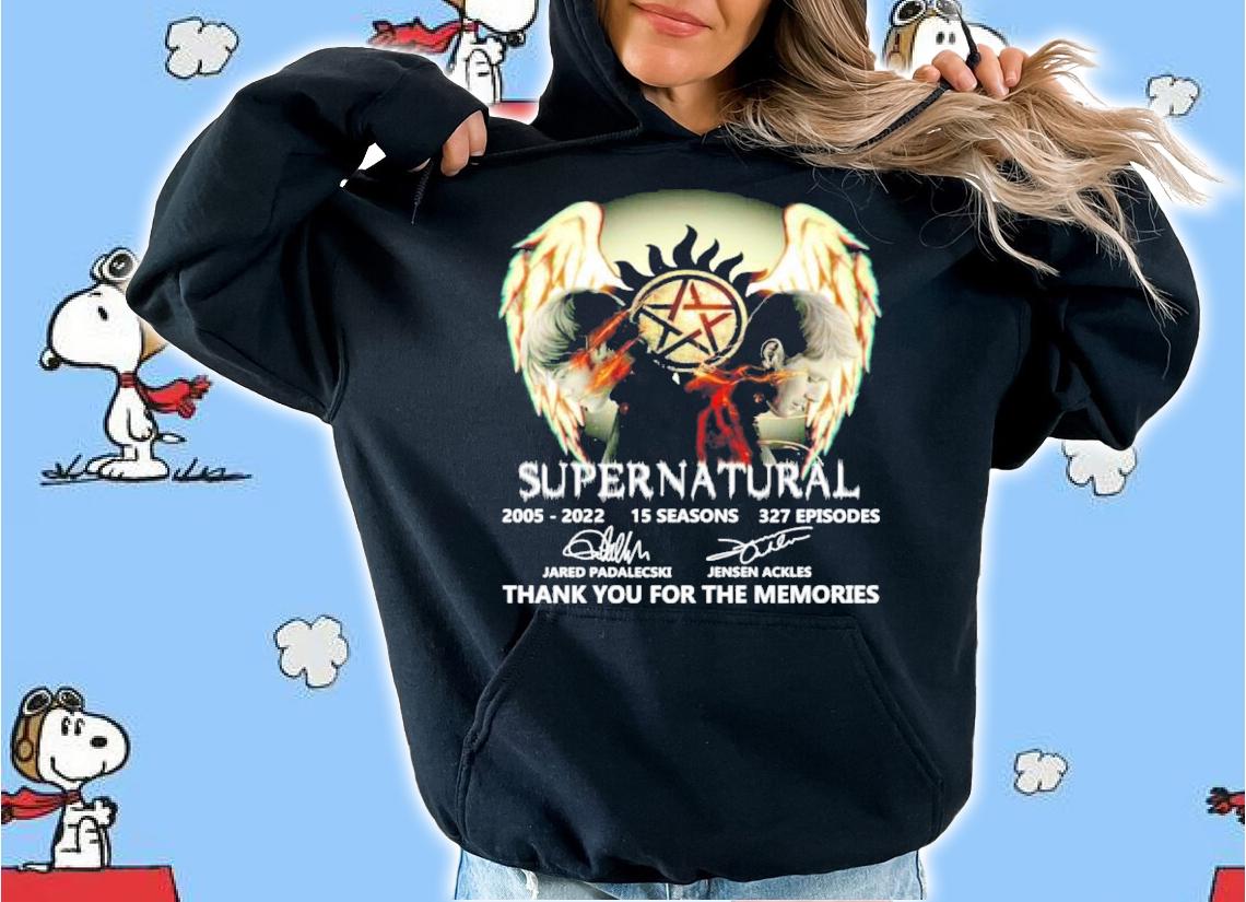 Supernatural 2005-2022 15 Seasons 327 Episodes Signatures Thank You For The Memories Shirt t-shirt