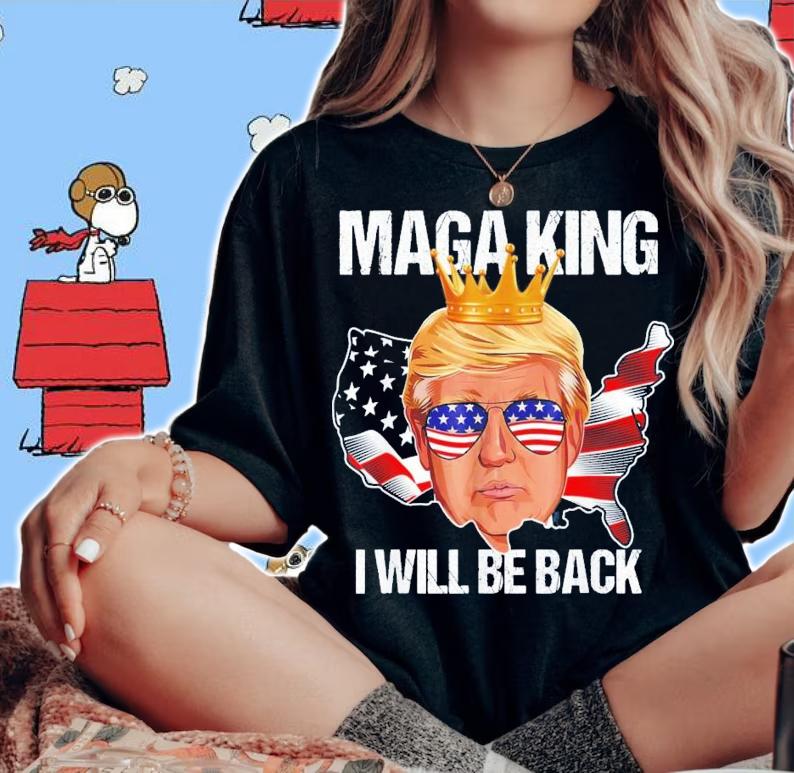Trump 2024 4th Of July Maga King I'll Be Back American Flag T-Shirt t-shirt woman shirt