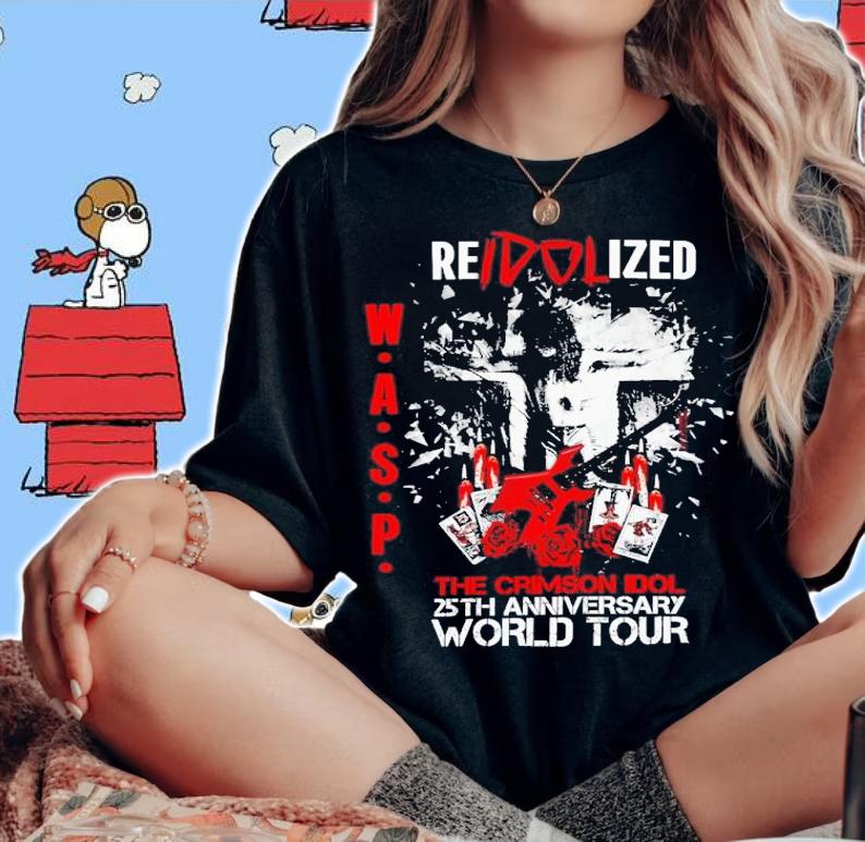 Wasp Reidolized The Crimson Idol 25th Anniversary Velveteen Plush Blanket Shirt t-shirt