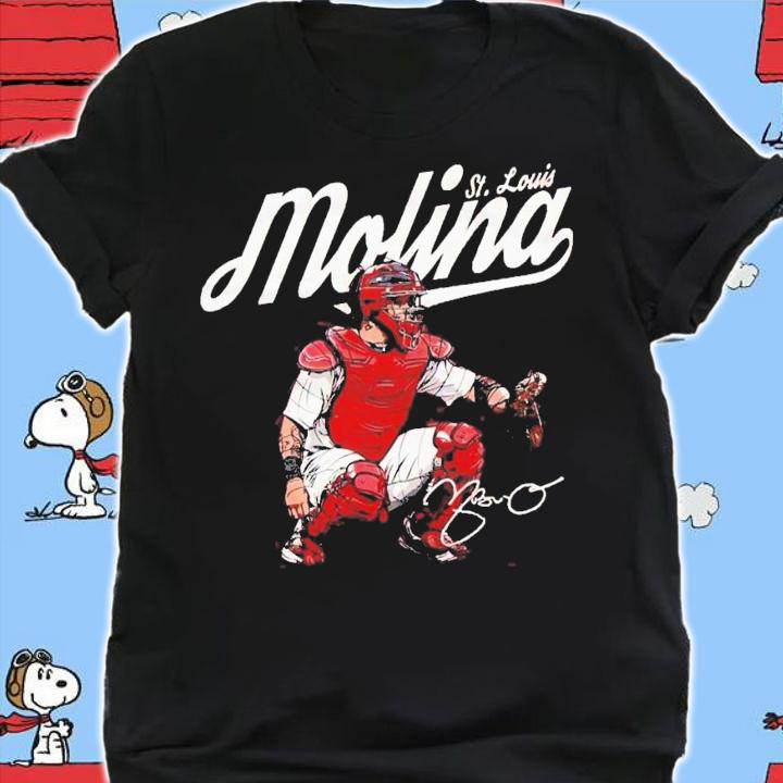 Yadier Molina St. Louis Cardinals Baseball Signatures T-Shirt t-shirt shirt