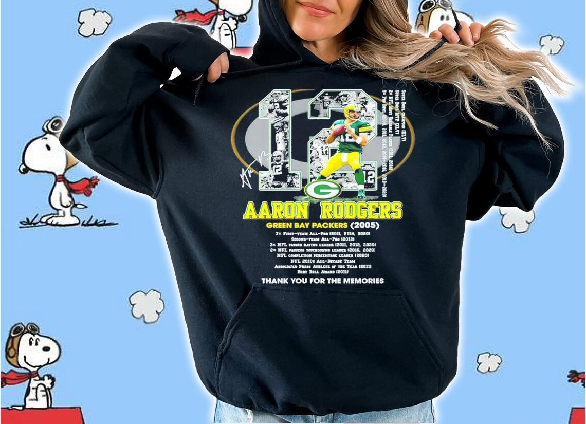 12 Aaron Rodgers Green Bay Packers 2005 Signatures Thank You For The Memories Shirt t-shirt