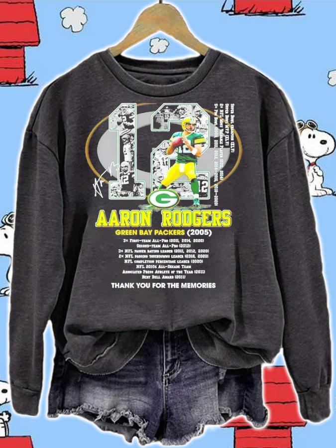 12 Aaron Rodgers Green Bay Packers 2005 Signatures Thank You For The Memories Shirt t-shirt