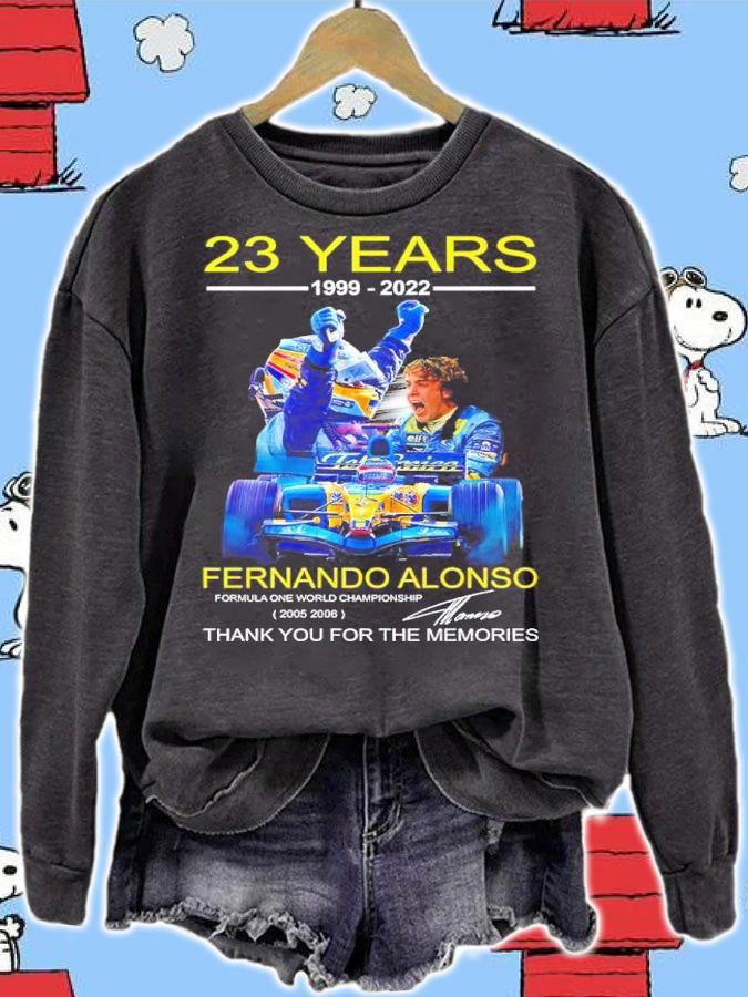23 Years 1999-2022 Fernando Alonso Signatures Thank You For The Memories Shirt t-shirt sweatshirt