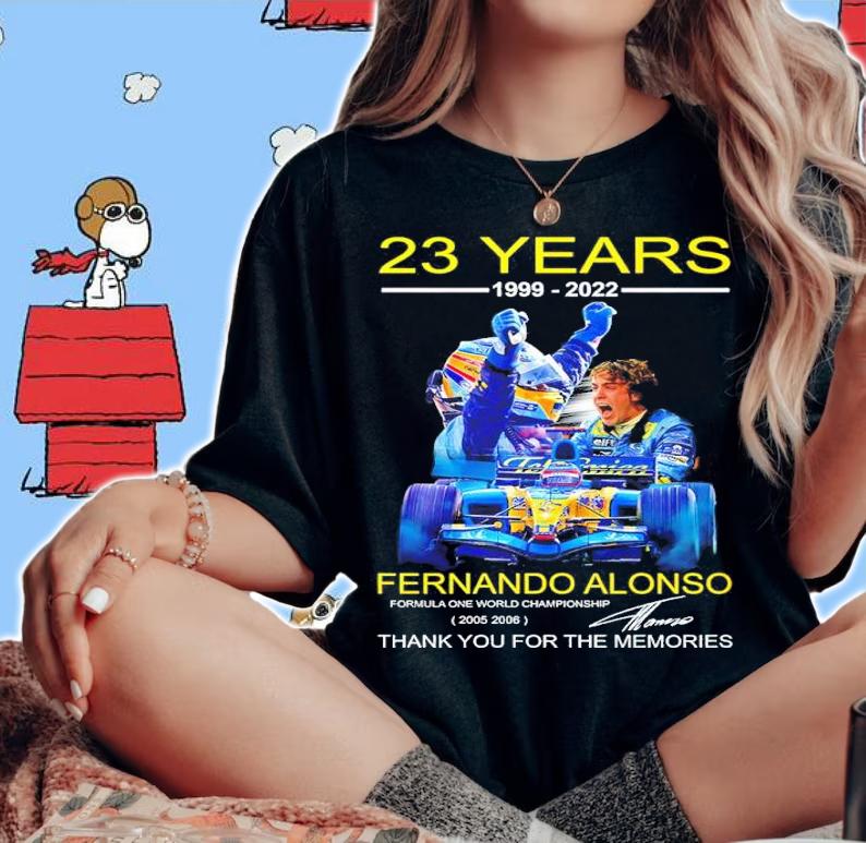 23 Years 1999-2022 Fernando Alonso Signatures Thank You For The Memories Shirt t-shirt woman shirt