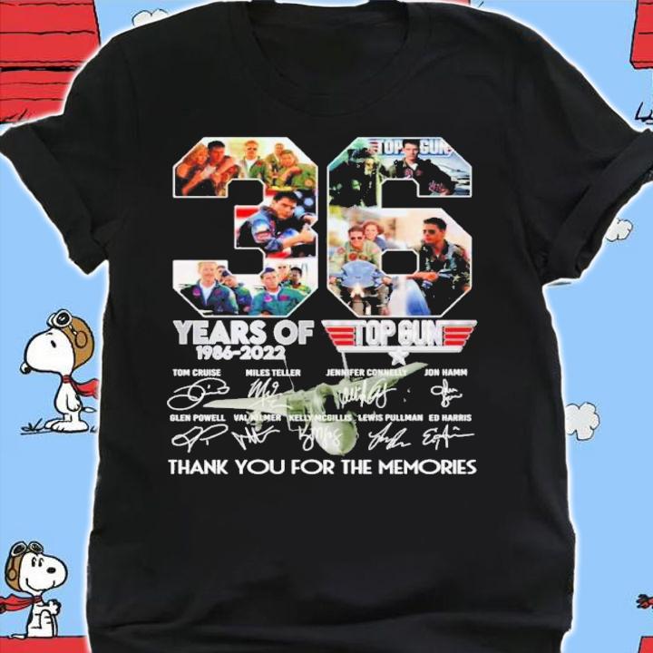 36 Years Of Top Gun 1986-2022 Signatures Thank You For The Memories Shirt t-shirt