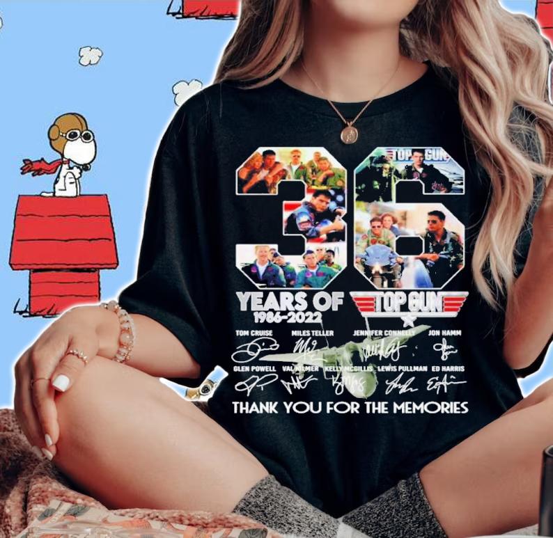36 Years Of Top Gun 1986-2022 Signatures Thank You For The Memories Shirt t-shirt