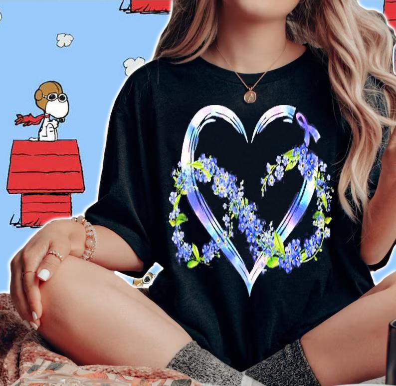 Alzheimer Awareness Forget Me Not Floral Heart Shirt t-shirt