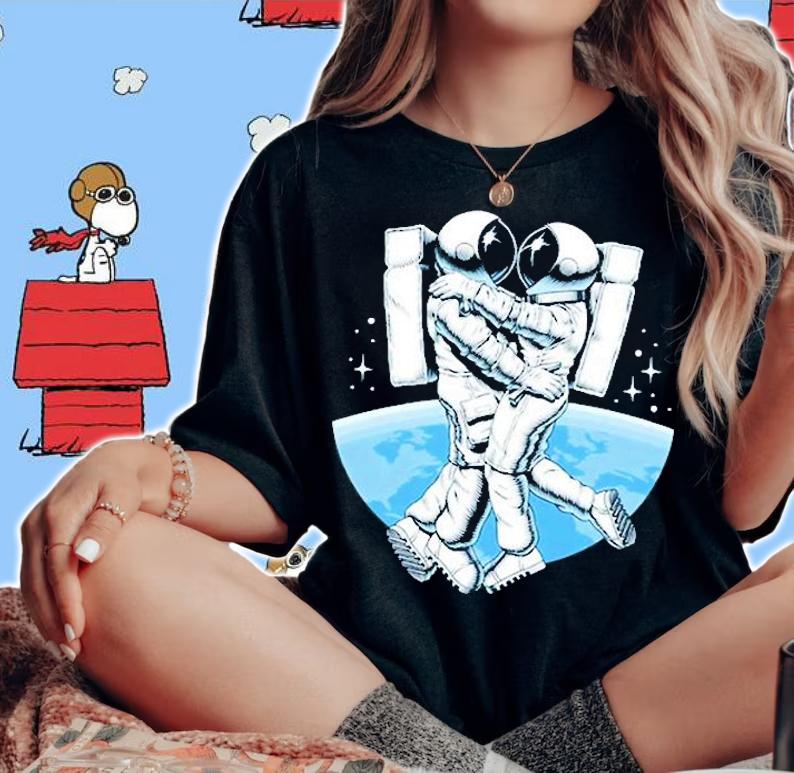 Astronaut Couple Kissing T-Shirt t-shirt woman shirt