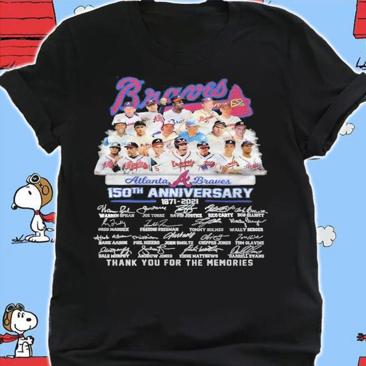 Atlanta Braves 150th anniversary 1871-2021 signatures T-shirt t-shirt shirt