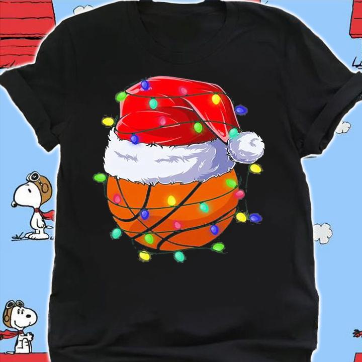 Basketball Santa Hat Christmas Lights Funny Sport T-Shirt t-shirt shirt